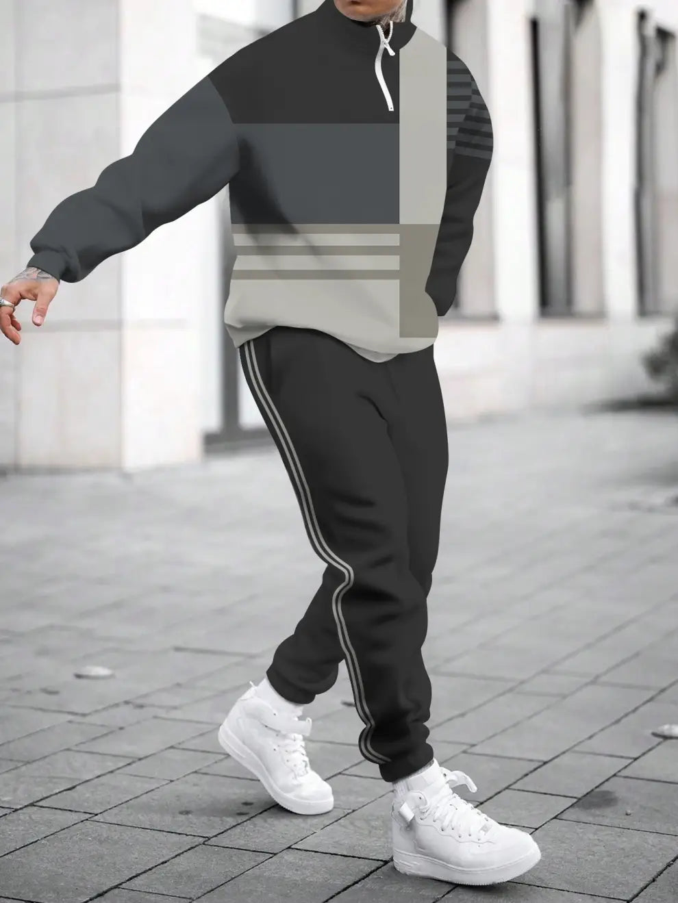 Relaxed Zipper Long Sleeve Two Piece Set