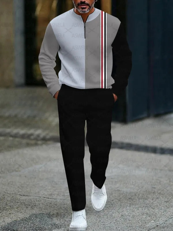 Long Sleeve Zipper Two-piece Set - DUVAL