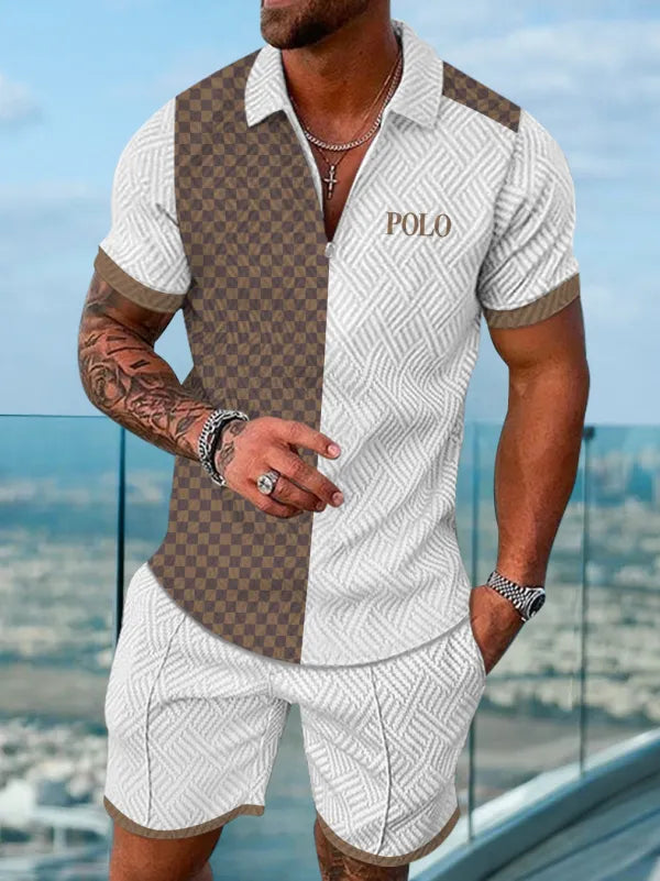 Polo Short Sleeve Zipper Two-Piece Set