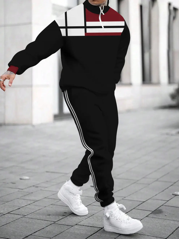 Relaxed Zipper Long Sleeve Two Piece Set - DUVAL