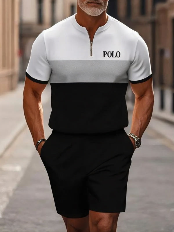 Short Sleeve Zipper Two-piece Set - DUVAL