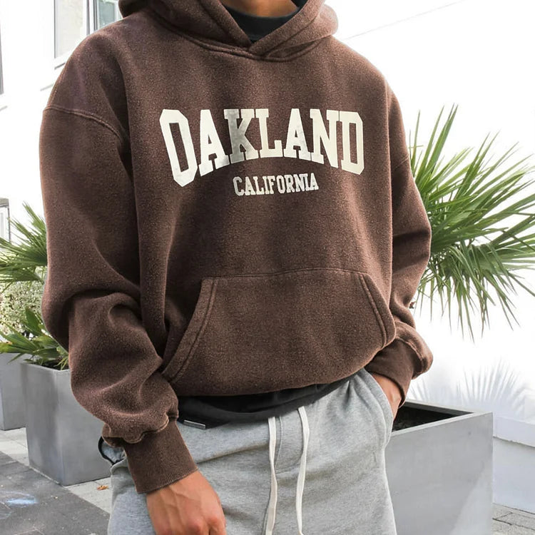 Retro Men'S Oakland Casual Print Hoodie