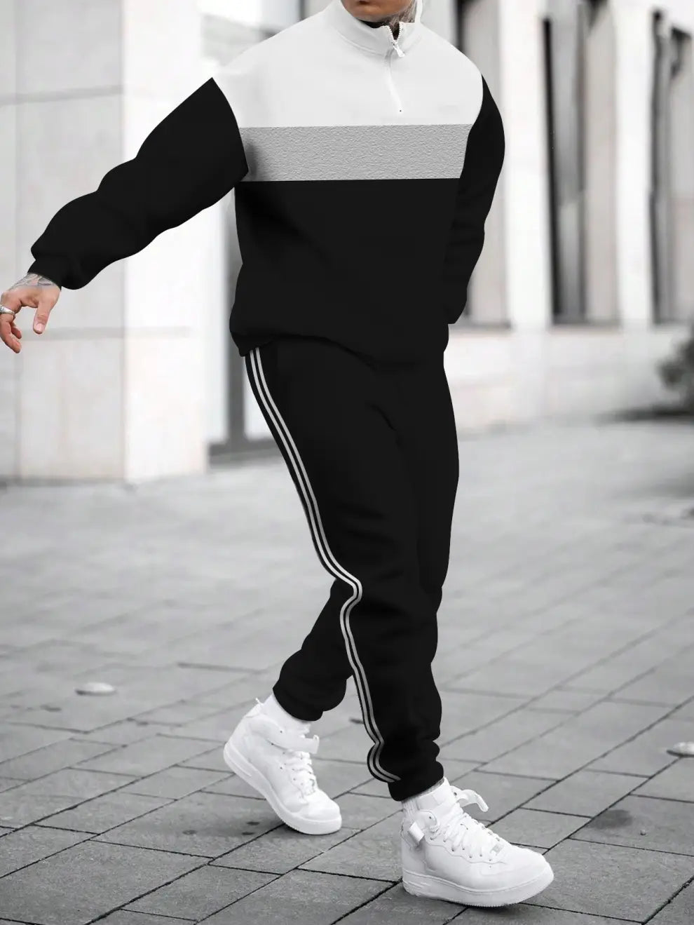Relaxed Zipper Long Sleeve Two Piece Set - DUVAL