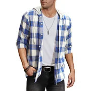 Trendy Multicolor Check Casual Hooded Shirt Jacket - DUVAL