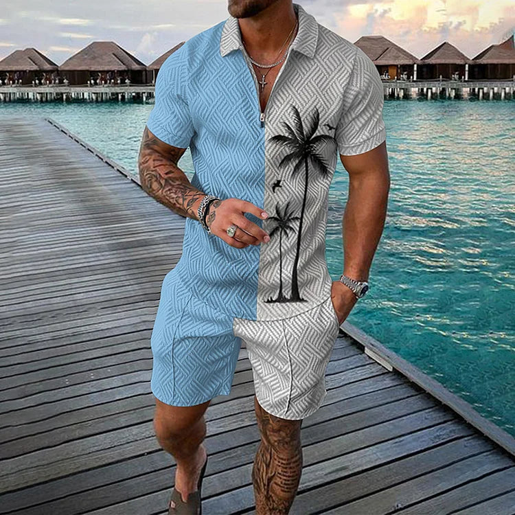 Coconut Tree Polo Shirt And Shorts Co-Ord