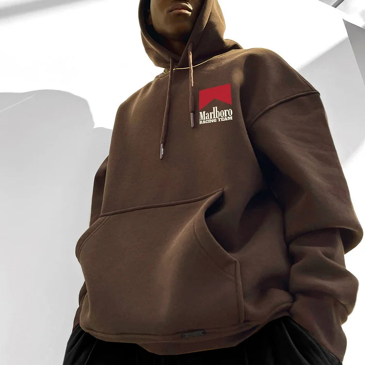 Oversized Hoodie Racing Graphic Print Hooded Sweatshirt - DUVAL