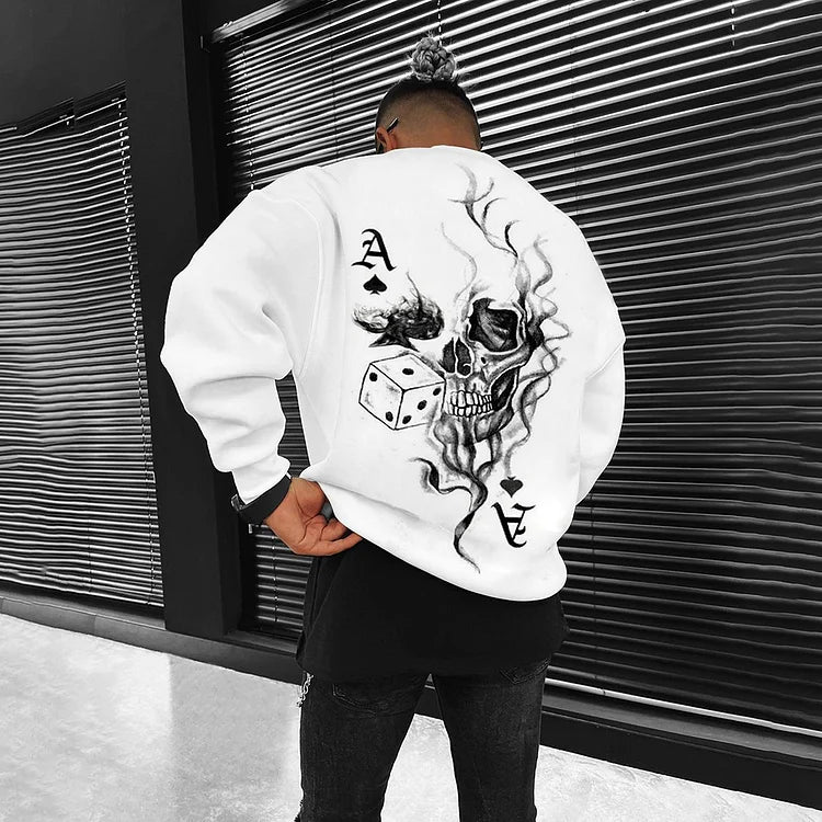 Men'S Ace Of Spades Print Casual Oversized Sweatshirt