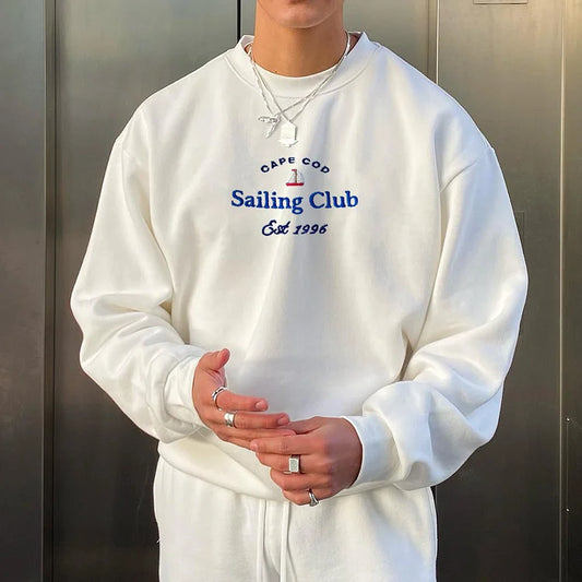 Retro Casual Men'S Sailing Club Sweatshirt