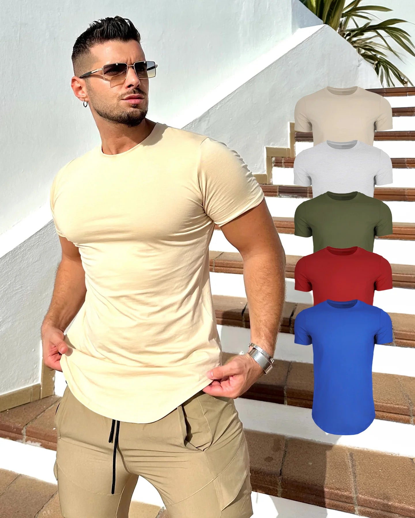 5-Pack Kore Curved Hem T-shirt Muscle Fit Crew Neck