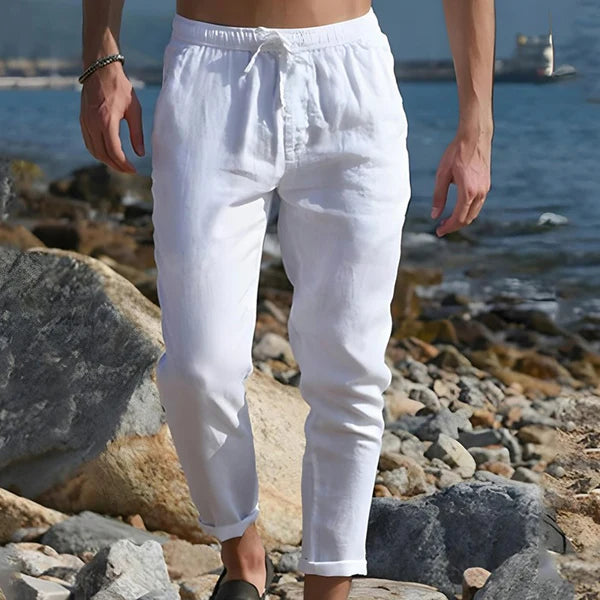 Solid Color Cotton Linen Vacation Pants