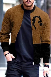 Trendy Paneled Denim Silhouette Print Jacket - DUVAL
