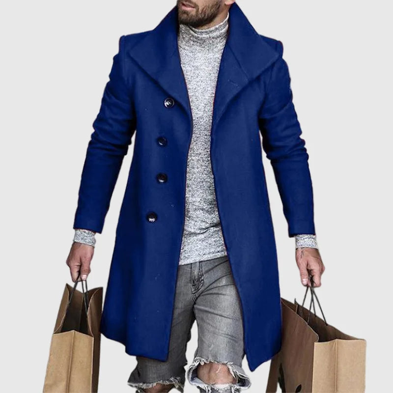 Breasted Lapel Winter Woolen Coat - DUVAL