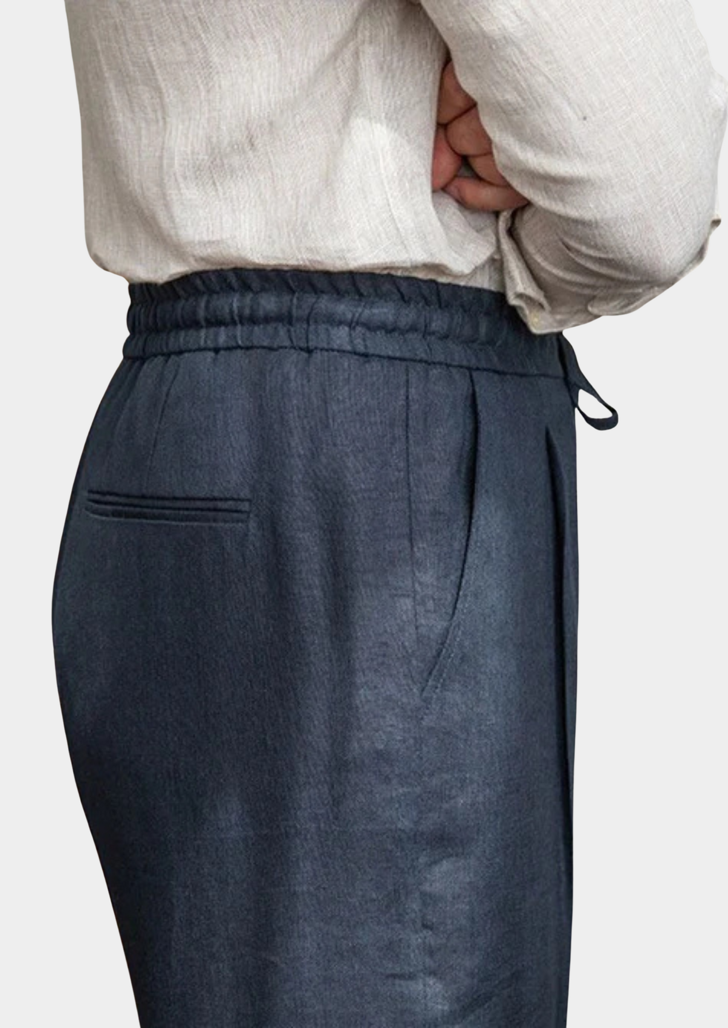 Drawstring Coastal Trousers - Navy Blue