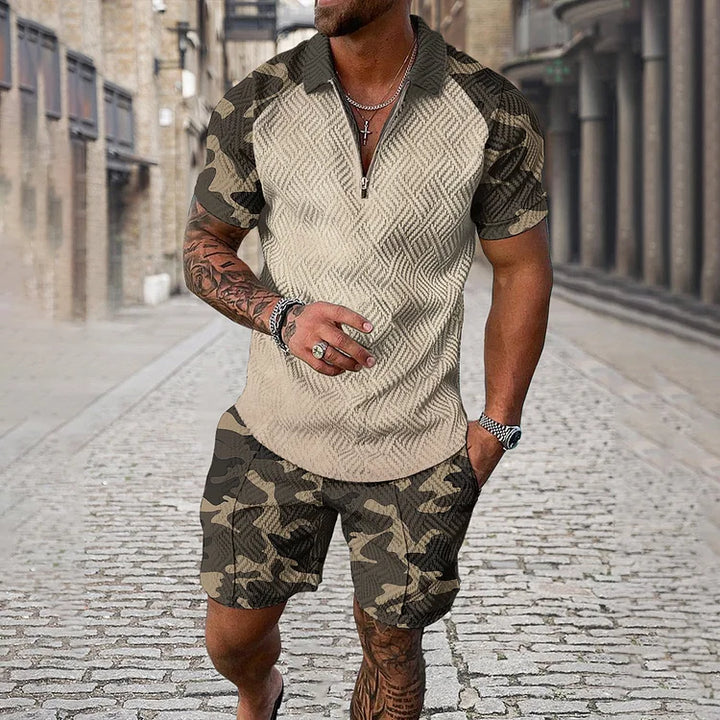 Camouflage Polo Shirt And Shorts Co-Ord - DUVAL