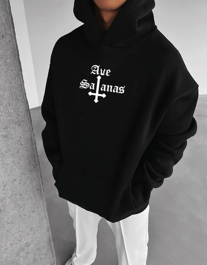 Satan Goat Demon Totem Print Pullover Sweatshirt - DUVAL