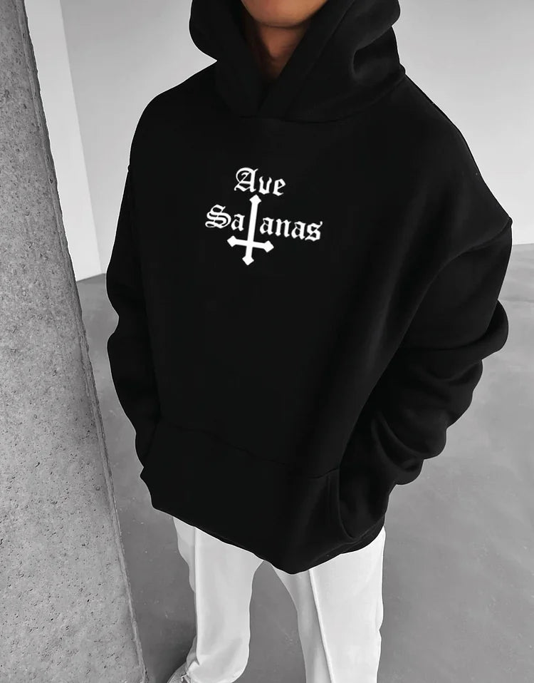 Satan Goat Demon Totem Print Pullover Sweatshirt - DUVAL