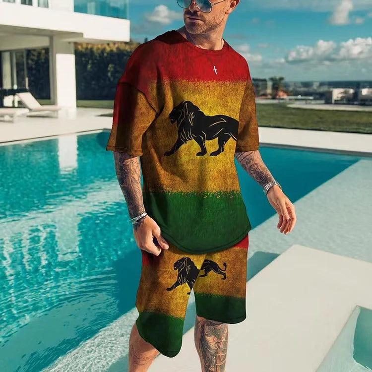 Casual Chic Reggae Oversized T-Shirt And Shorts - DUVAL