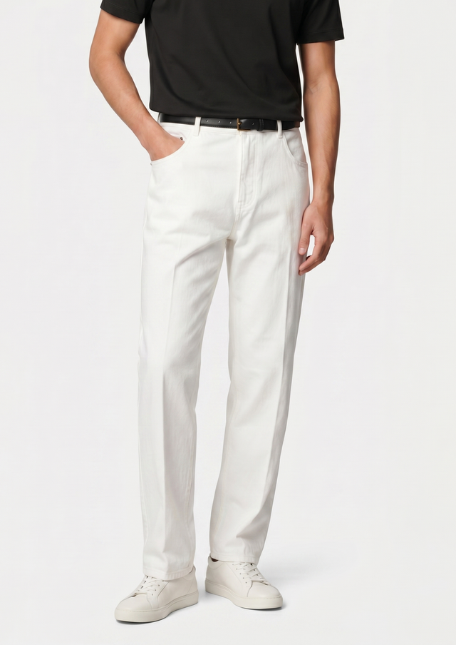 Essential White Straight Leg Denim Trousers