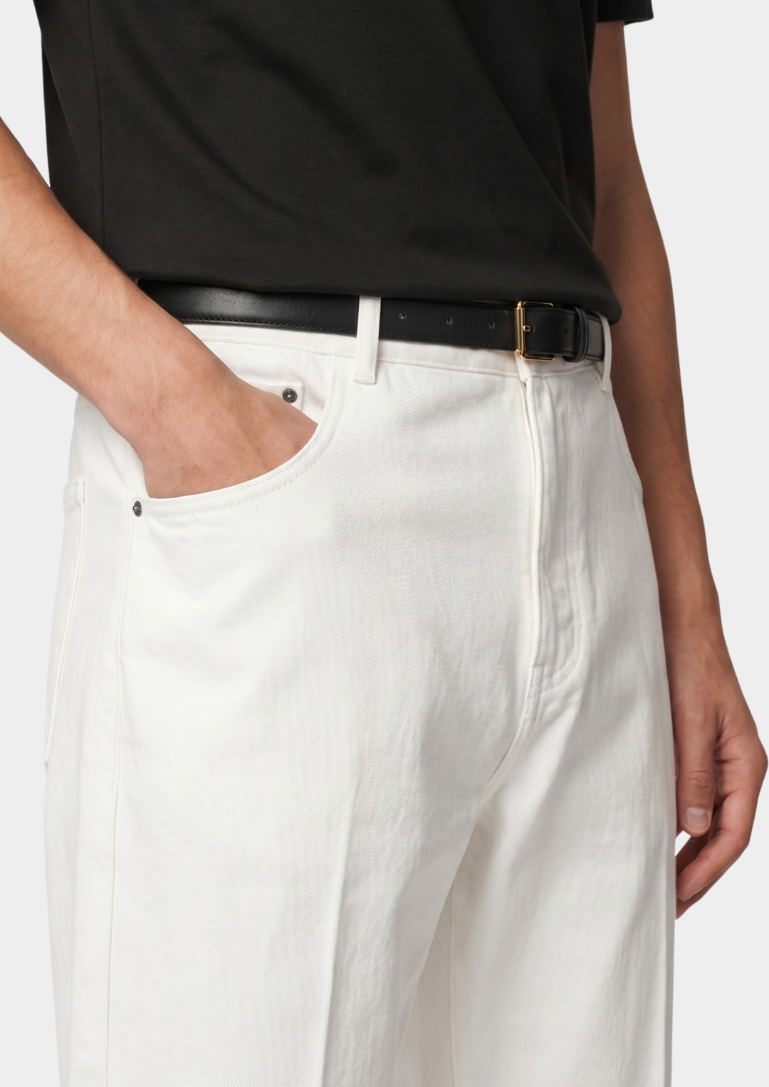 Essential White Straight Leg Denim Trousers