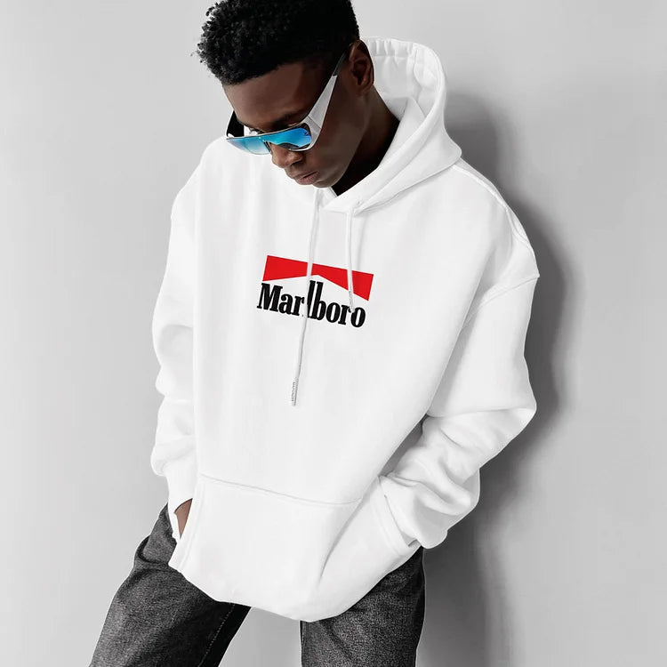 Oversized Hoodie Racing Graphic Print Hooded Sweatshirt - DUVAL