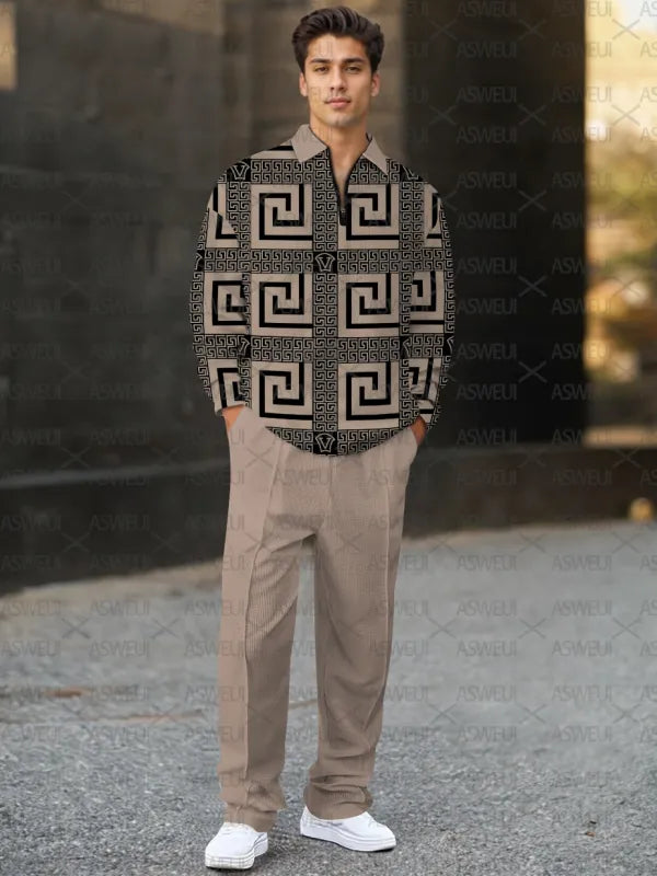 Long Sleeve Zipper Two-piece Set - DUVAL