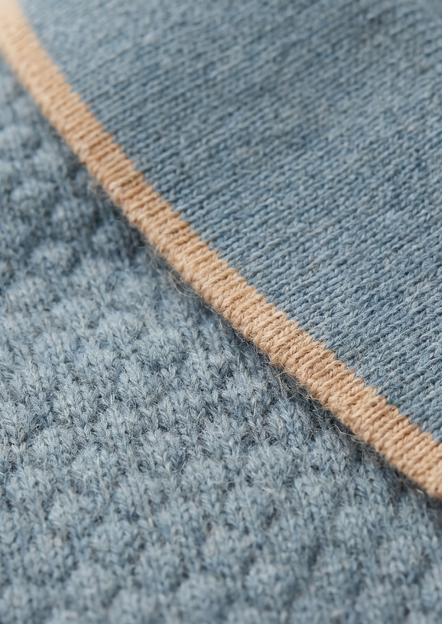 Premium Cashmere Sea Blue Two-Tone Polo