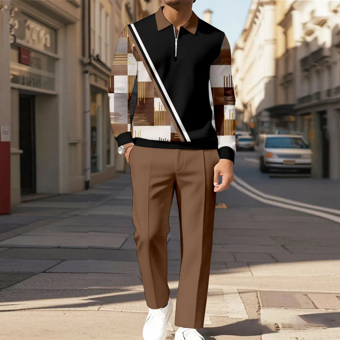 Modern Quarter Zip Two-Piece Set