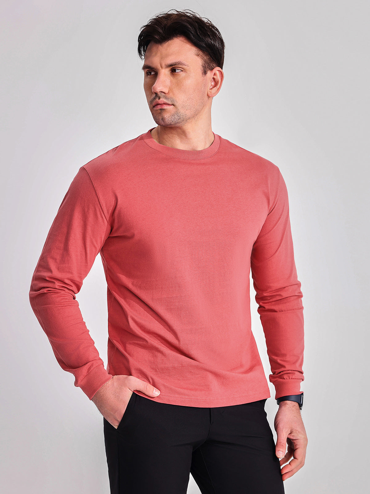 Crew neck Long Sleeve Cotton Premium Basic T-Shirt