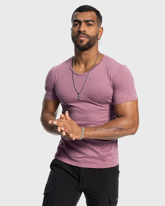 Slub V-neck Stretch T-shirt