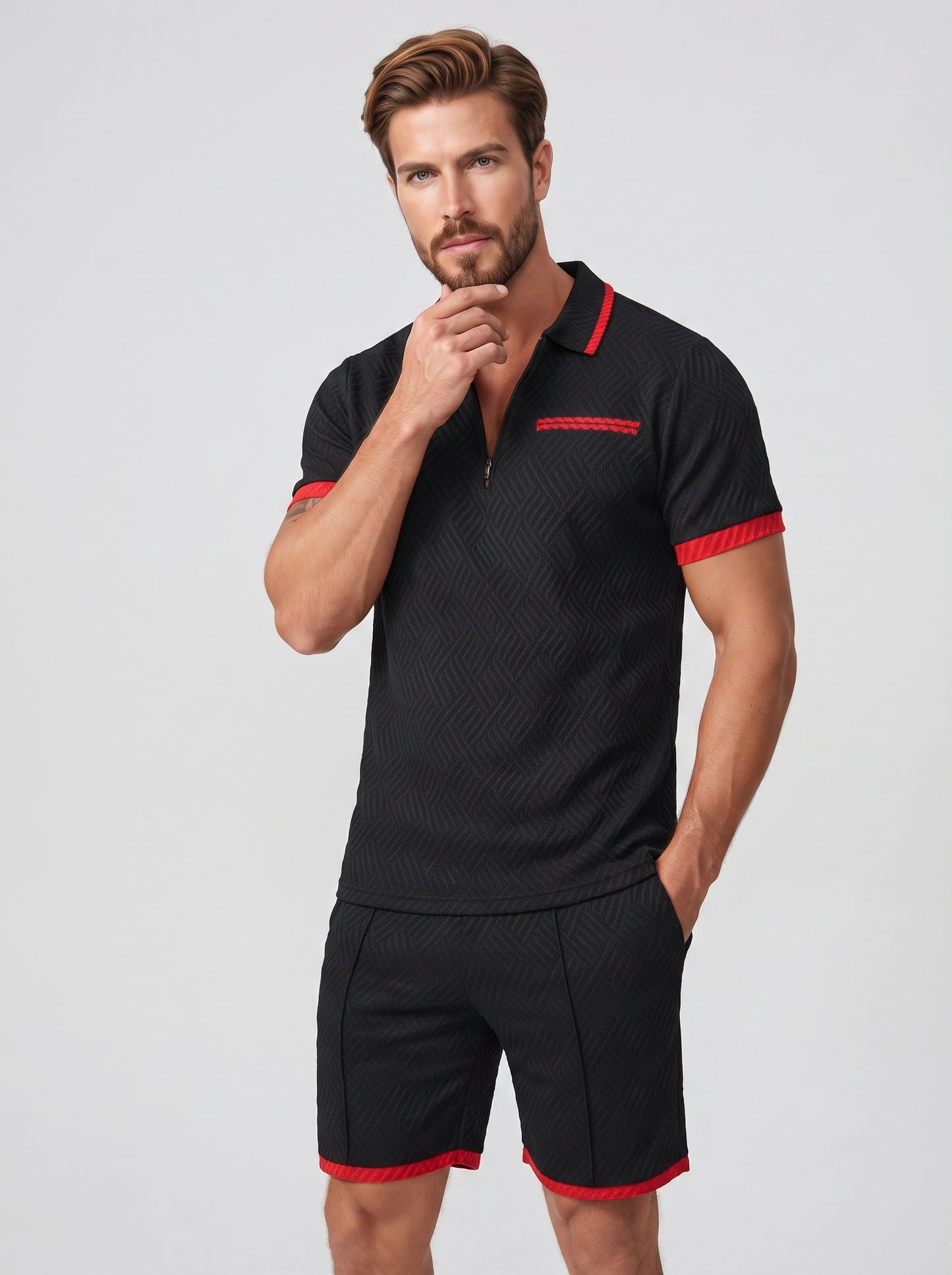 The Crimson Polo Set