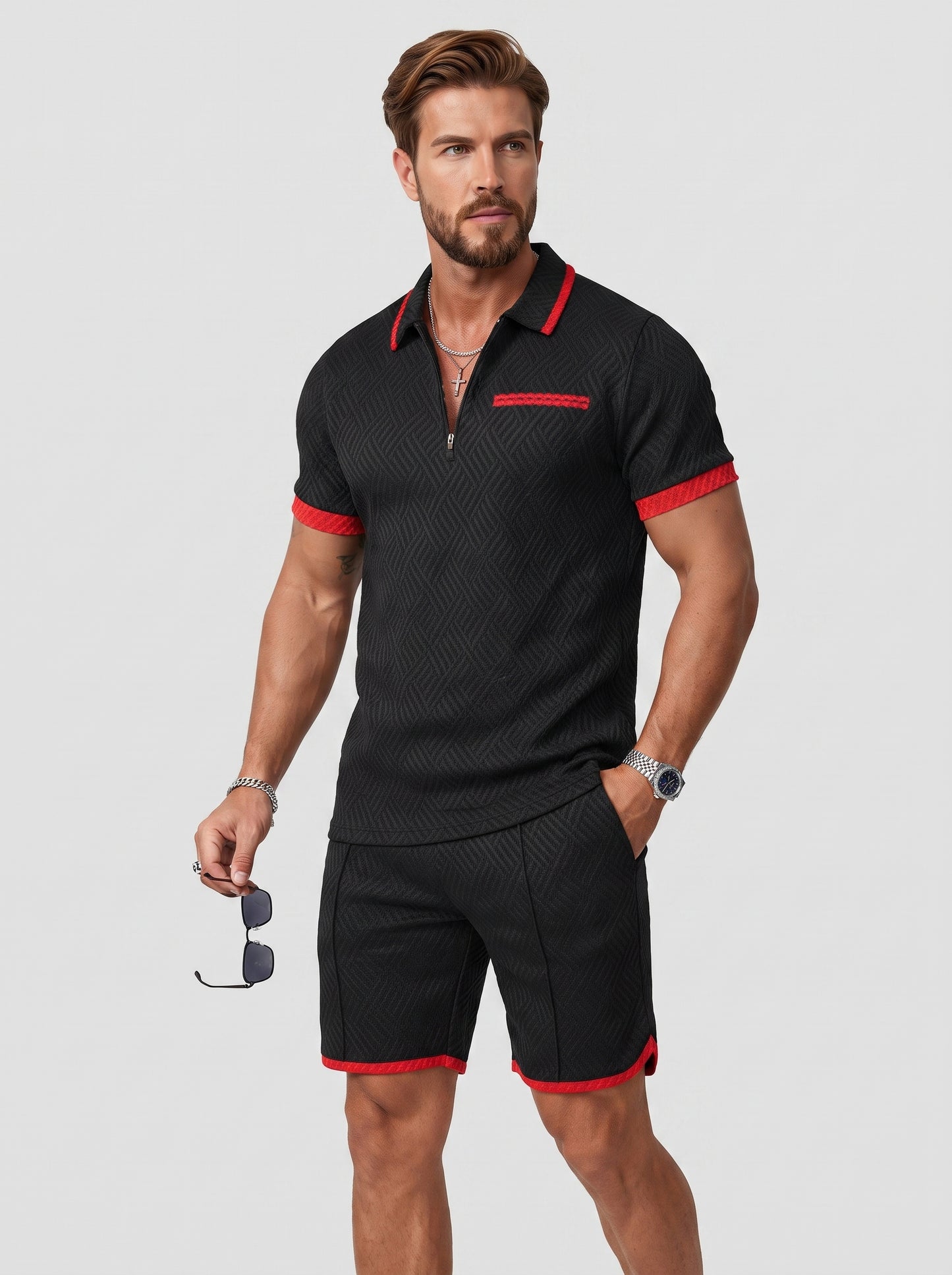 The Crimson Polo Set