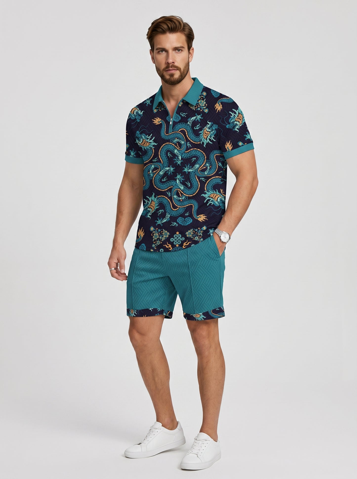 The Radiant Reef Polo Set