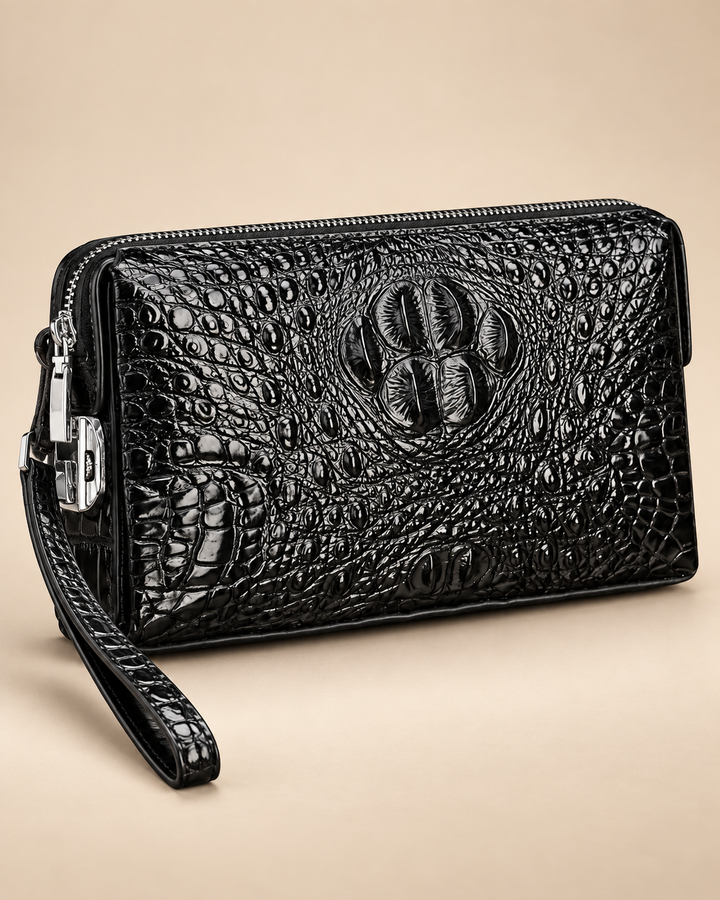 The Mayfair 26 — Crocodile Leather Pouch | Black