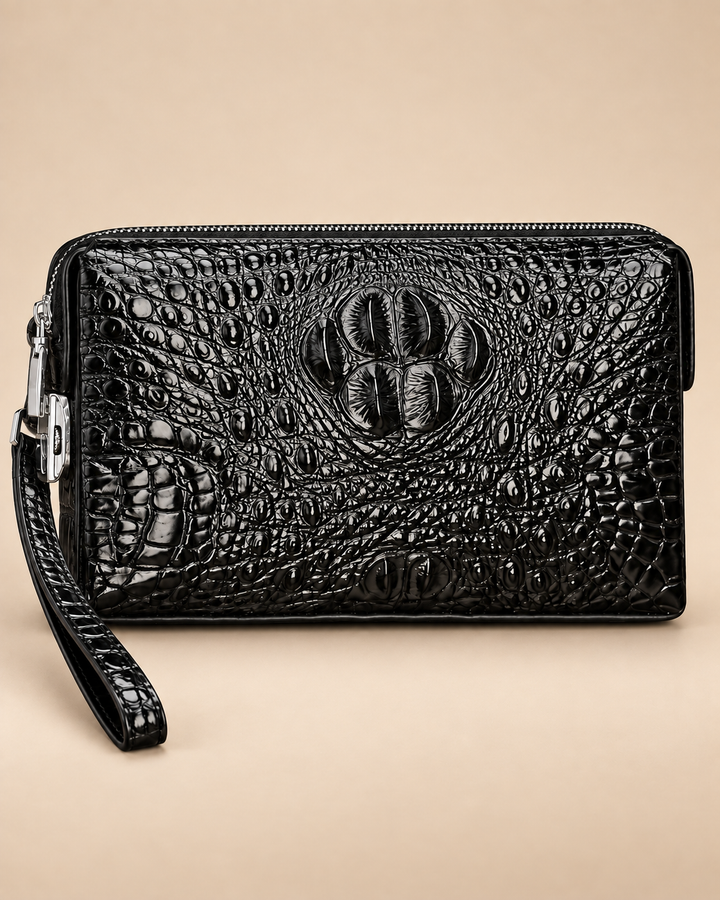 The Mayfair 26 — Crocodile Leather Pouch | Black