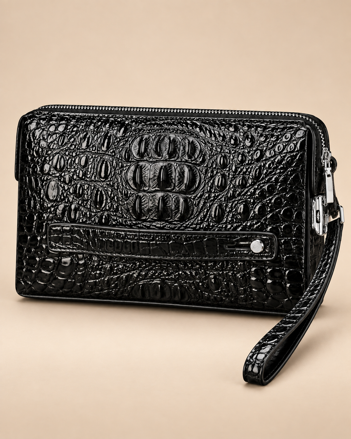 The Mayfair 26 — Crocodile Leather Pouch | Black