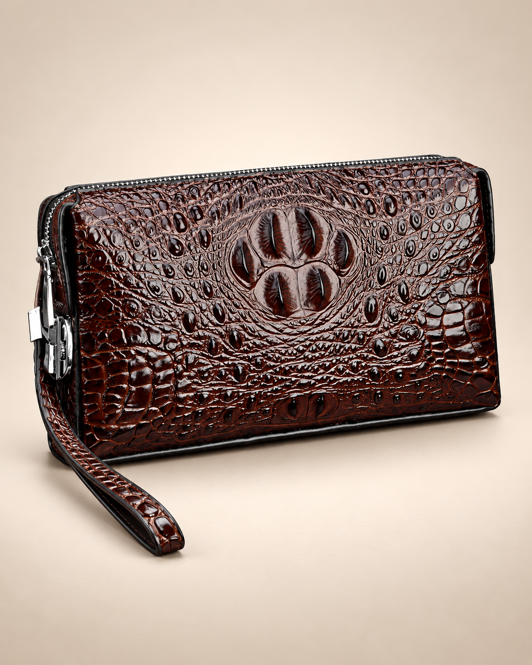 The Mayfair 26 — Crocodile Leather Pouch | Brown