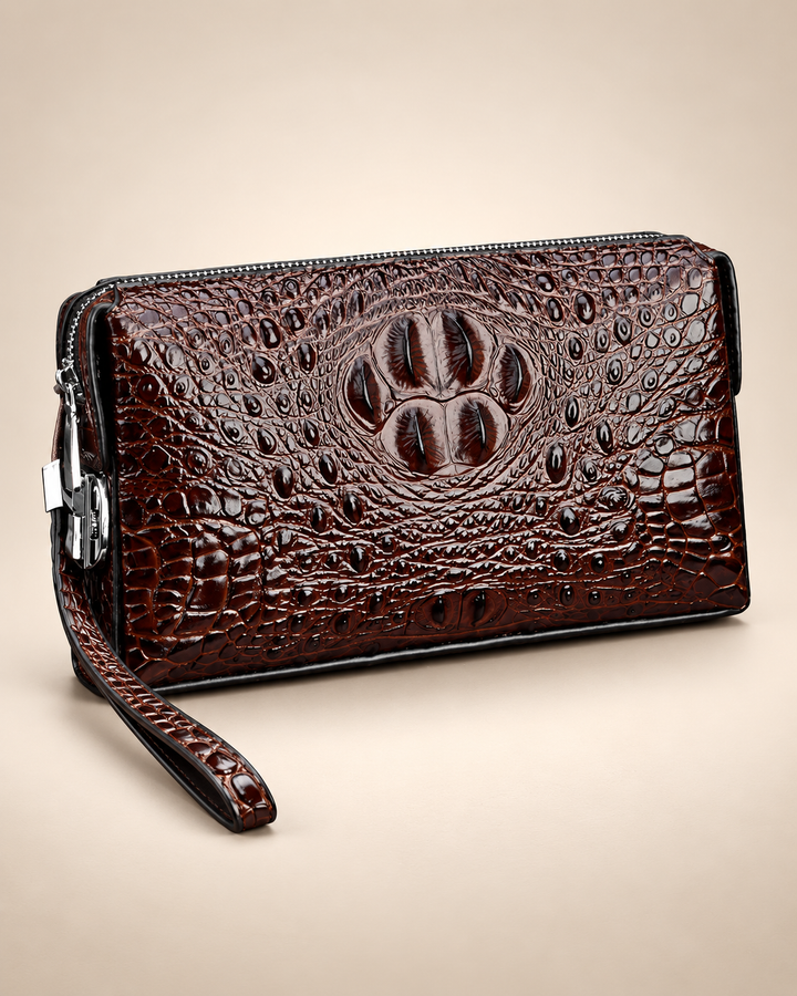 The Mayfair 26 — Crocodile Leather Pouch | Brown