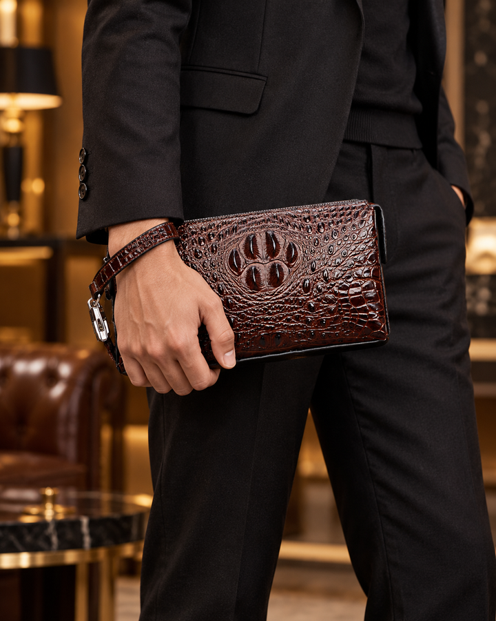 The Mayfair 26 — Crocodile Leather Pouch | Brown