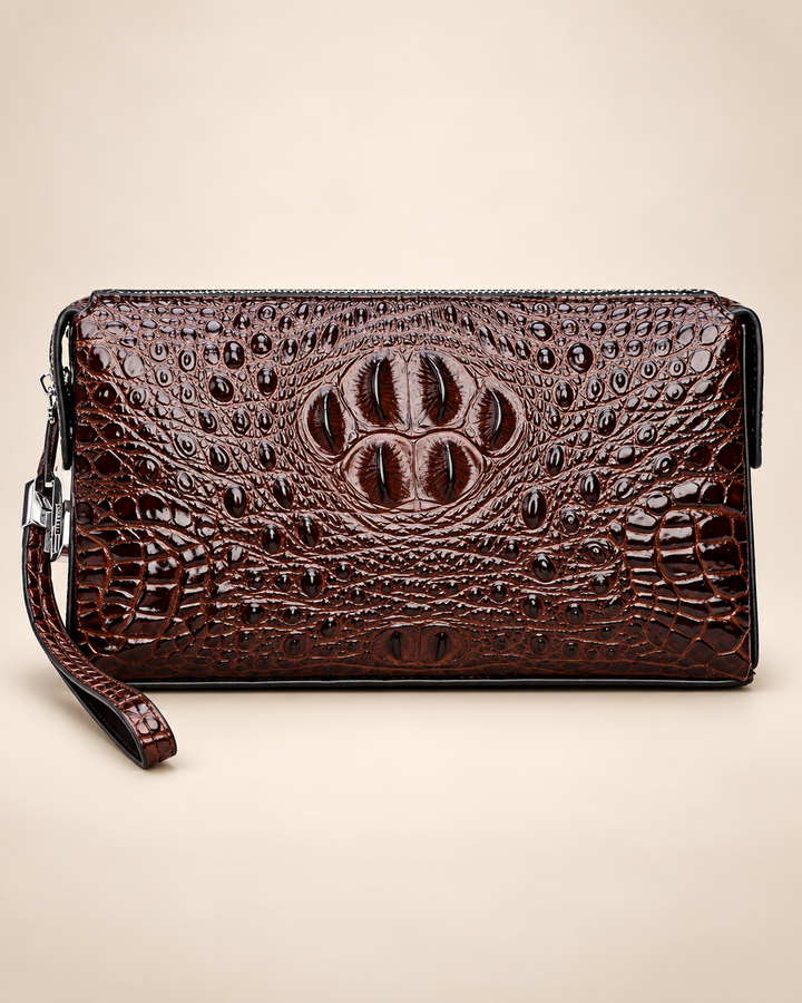 The Mayfair 26 — Crocodile Leather Pouch | Brown