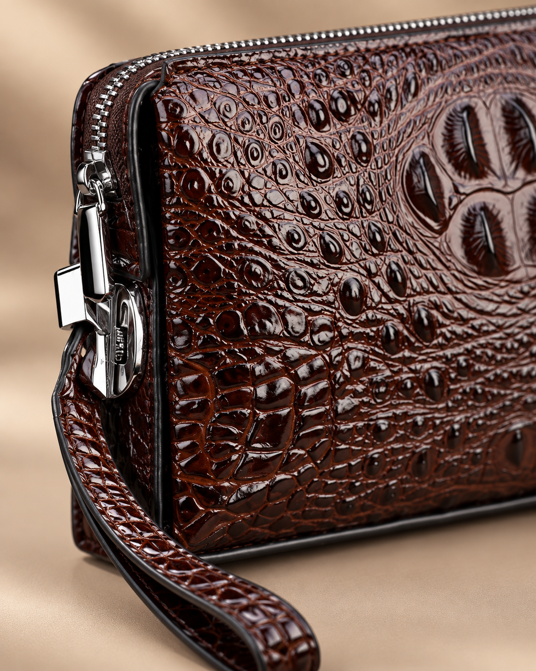 The Mayfair 26 — Crocodile Leather Pouch | Brown