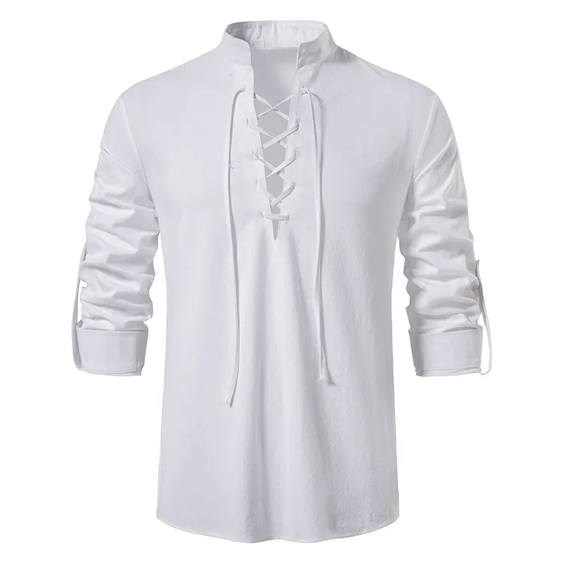 Men's Linen Fashion String Top Shirt