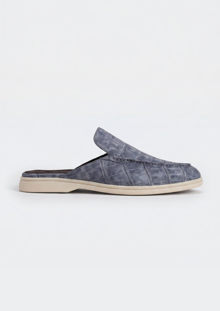 Porto Cervo Croc Mules - Slate, side view