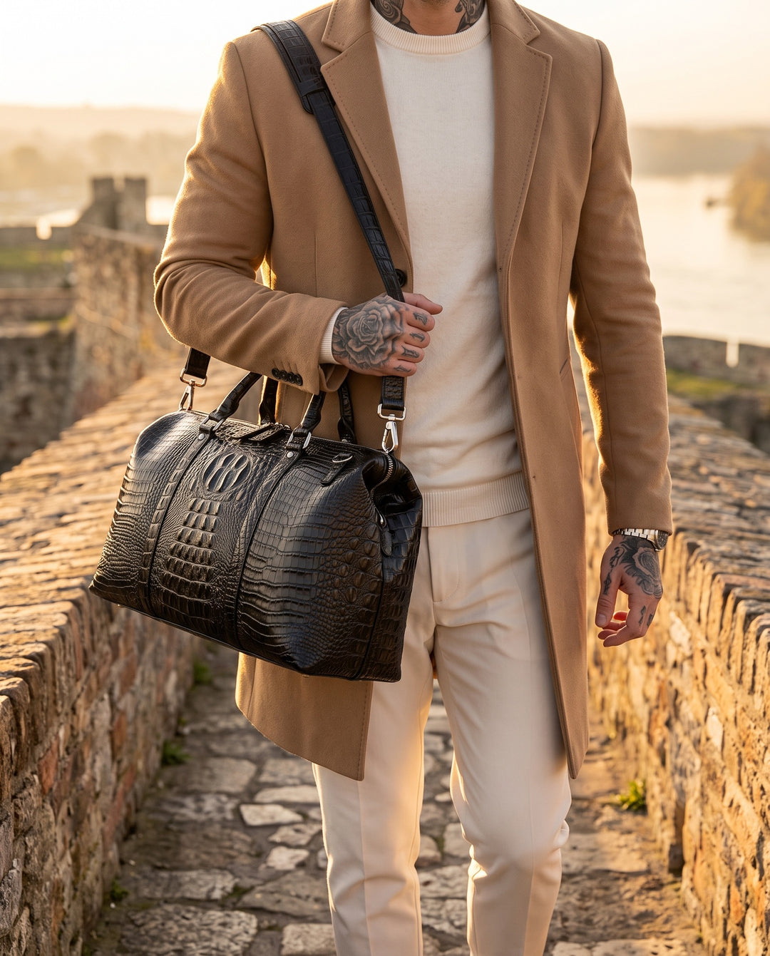 The Belgrade 46 — Crocodile Travel Bag | Black