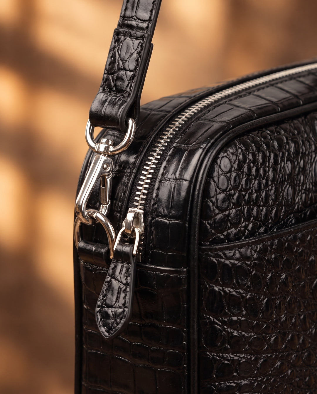 The Mayfair 28 — Crocodile Belt Bag | Black
