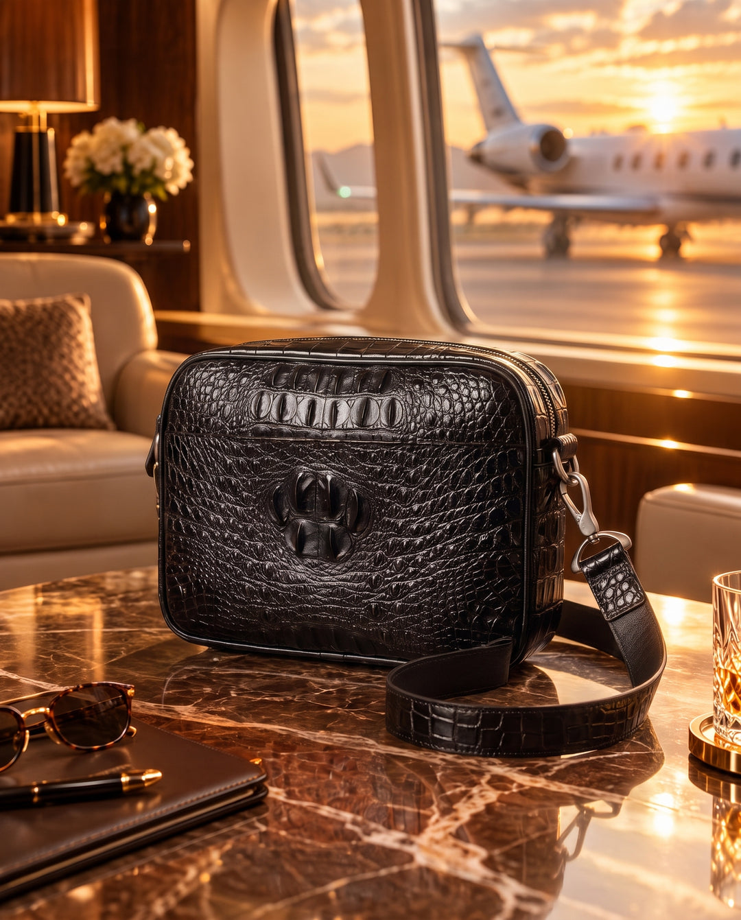 The Mayfair 28 — Crocodile Belt Bag | Black