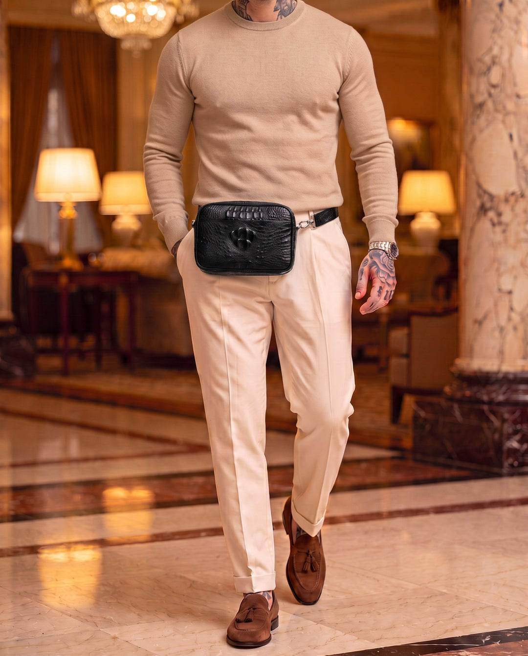 The Mayfair 28 — Crocodile Belt Bag | Black