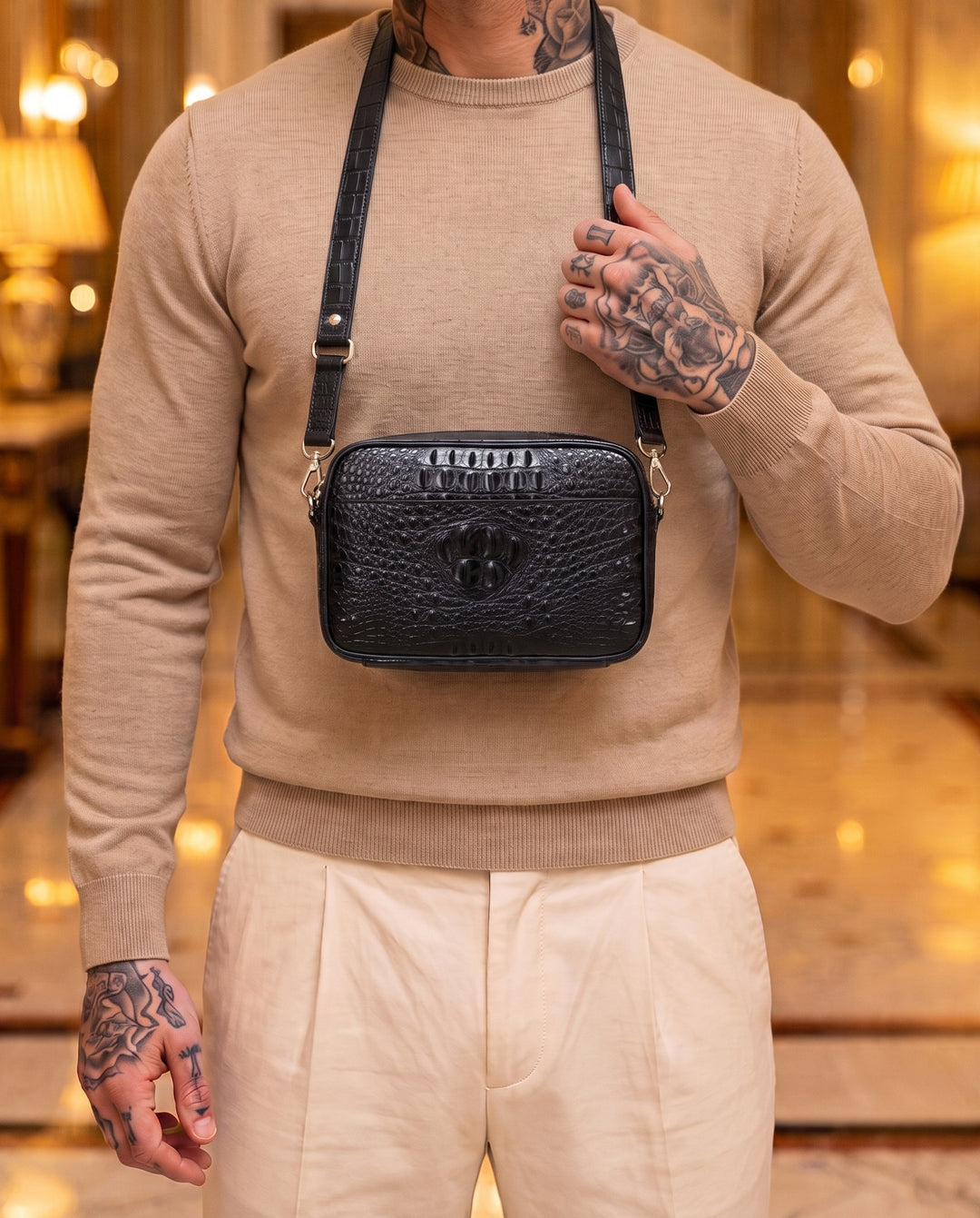 The Mayfair 28 — Crocodile Belt Bag | Black