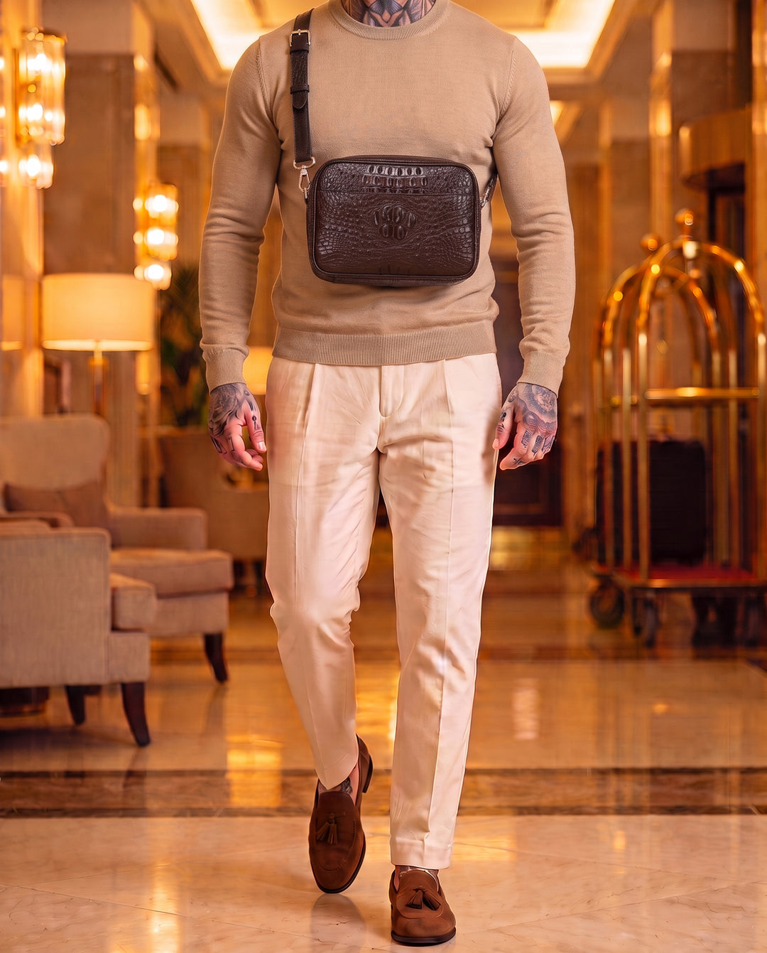 The Mayfair 28 — Crocodile Belt Bag | Brown