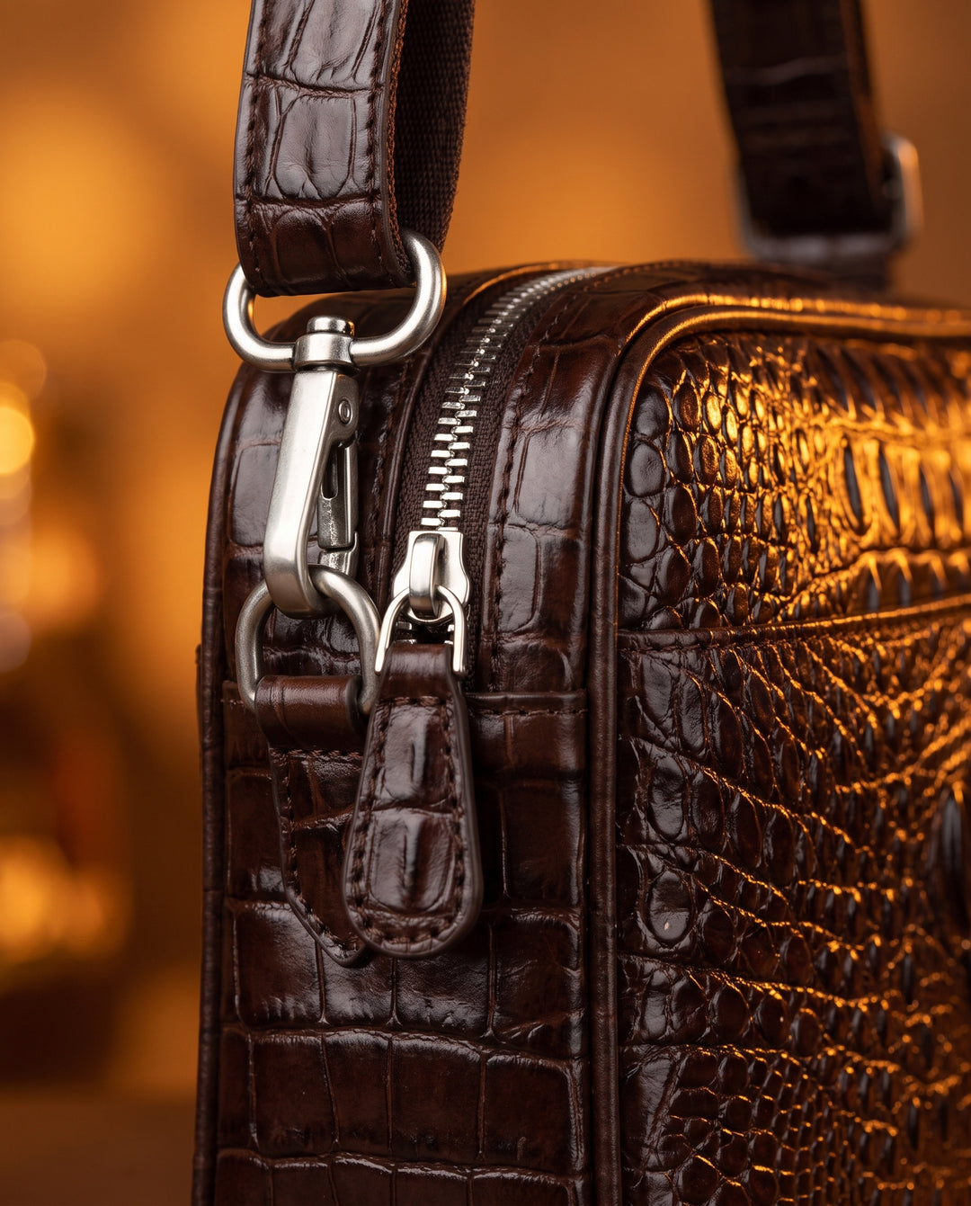 The Mayfair 28 — Crocodile Belt Bag | Brown