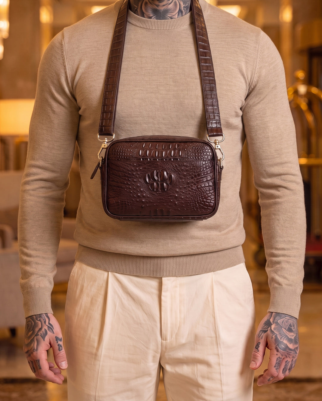 The Mayfair 28 — Crocodile Belt Bag | Brown